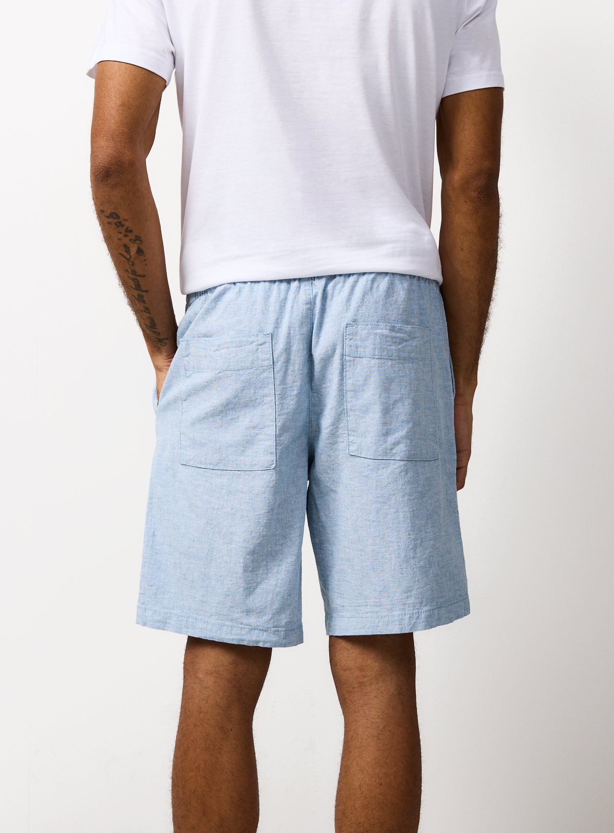 Light Blue Linen Blend Shorts 36 - Image 5 thumbnail